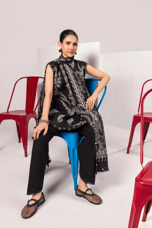 3 Pc Unstitched Embroidered Lawn Suit | m/basics BY MARIA.B