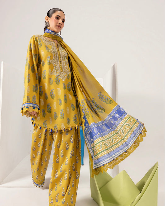 3 Pc Unstitched Embroidered Lawn Suit | m/basics BY MARIA.B