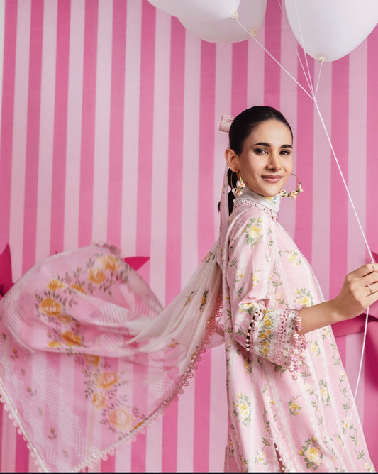 3 Pc Unstitched Embroidered Lawn Suit | m/basics BY MARIA.B