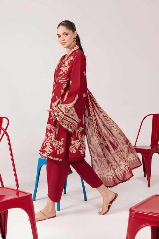 3 Pc Unstitched Embroidered Lawn Suit | m/basics BY MARIA.B