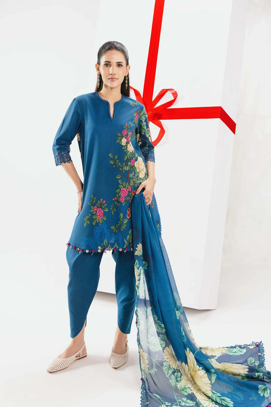 3 Pc Unstitched Embroidered Lawn Suit | m/basics BY MARIA.B